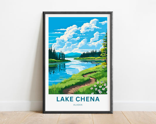 Lake Chena Travel Print - Lake Chena poster, Alaska Wall Art, Framed present, Gift Alaska Present - TravelTreasureCo
