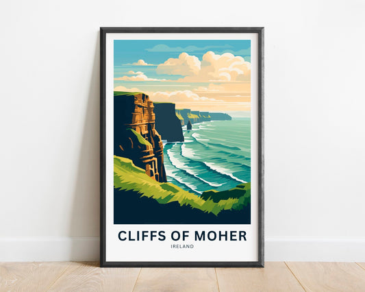 Cliffs of Moher Travel Print - Cliffs of Moher poster, Ireland Wall Art, Framed present, Gift Ireland Present - TravelTreasureCo