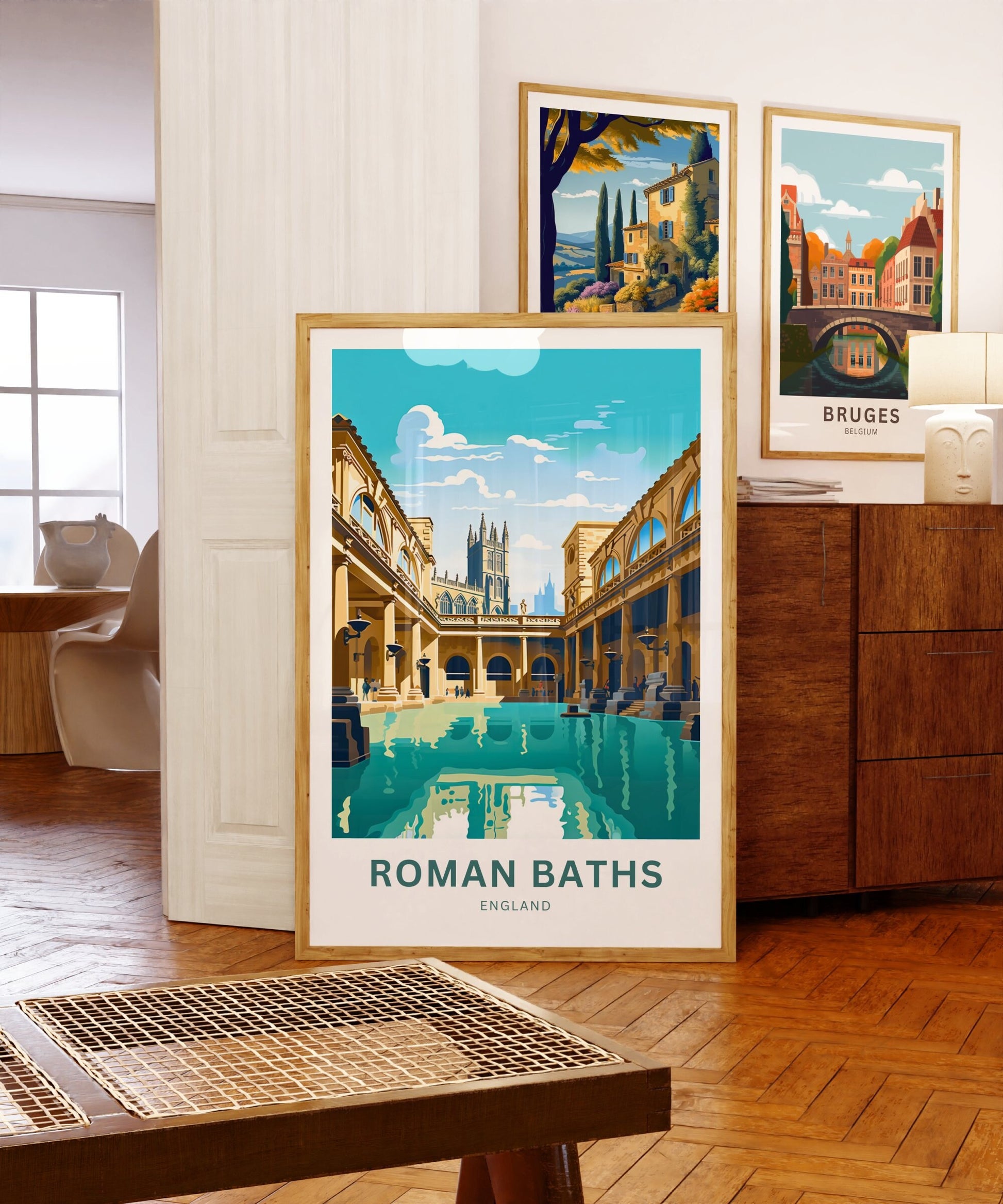 Roman Baths Travel Print - Roman Baths poster, England Wall Art, Framed present, Gift England Present - TravelTreasureCo