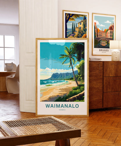 Waimanalo Beach Travel Print - Waimanalo Beach poster, Hawaii Wall Art, Framed present, Gift Hawaii Present - TravelTreasureCo