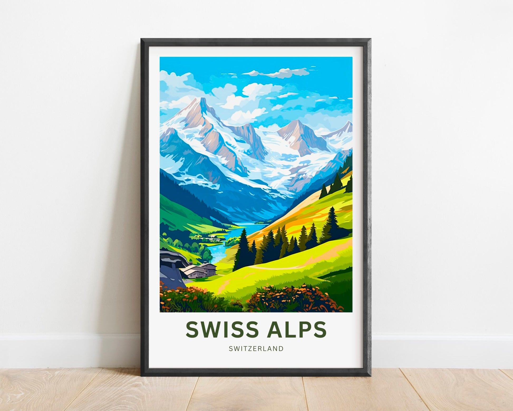 Swiss Alps Travel Print - Swiss Alps poster, Switzerland Wall Art, Framed present, Gift Switzerland Present - TravelTreasureCo