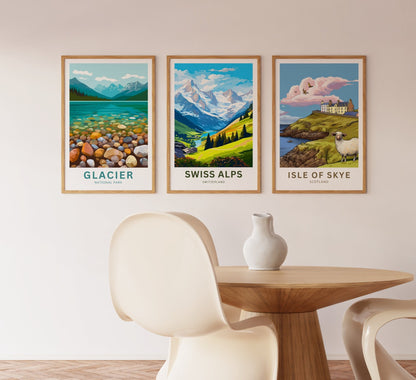 Swiss Alps Travel Print - Swiss Alps poster, Switzerland Wall Art, Framed present, Gift Switzerland Present - TravelTreasureCo