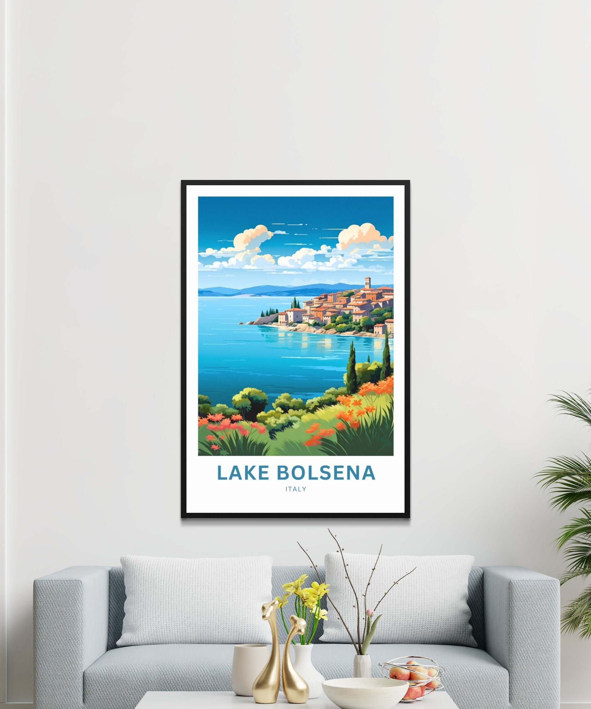 Lake Bolsena Travel Print - Lake Bolsena poster, Italy Wall Art, Framed present, Gift Italy Present - TravelTreasureCo