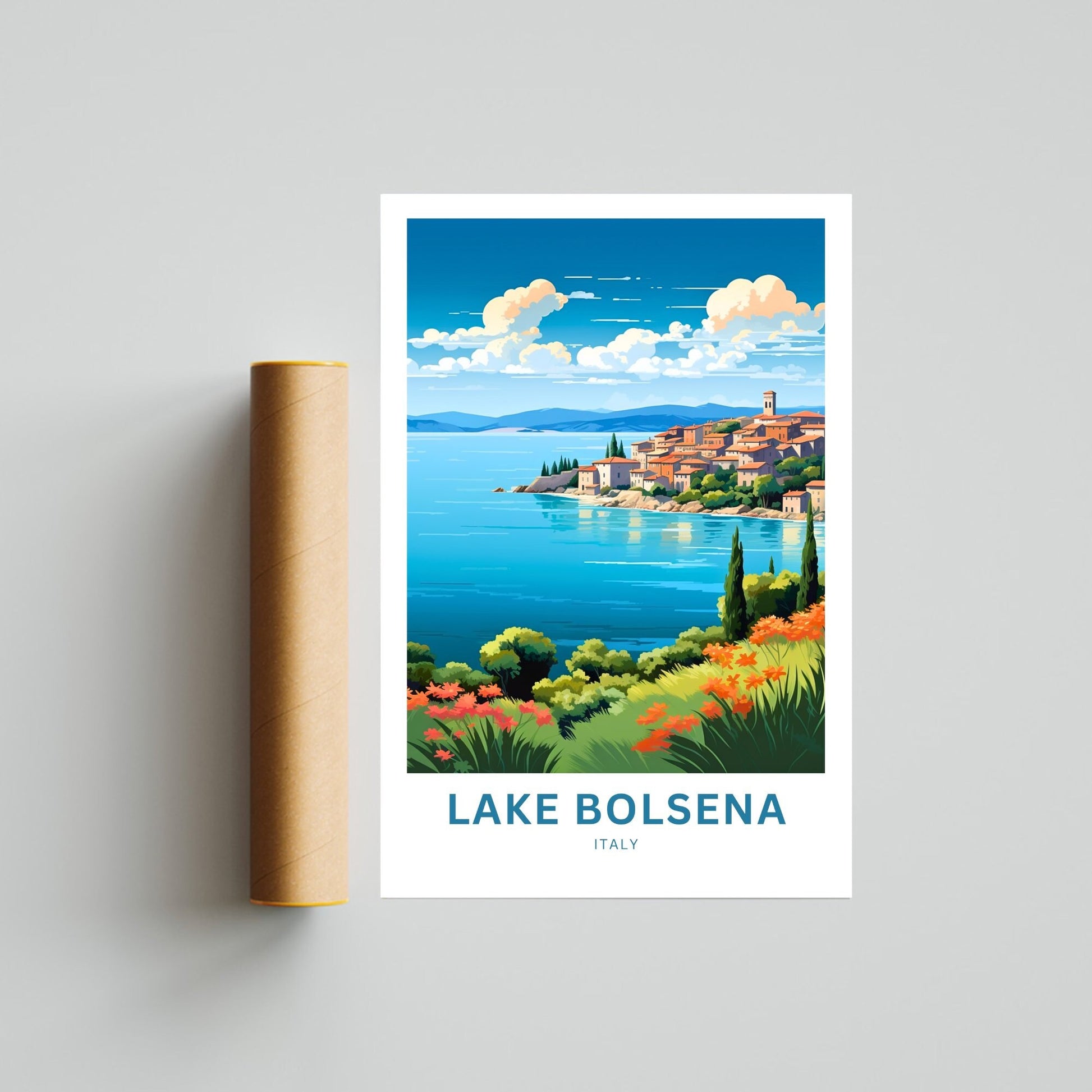 Lake Bolsena Travel Print - Lake Bolsena poster, Italy Wall Art, Framed present, Gift Italy Present - TravelTreasureCo