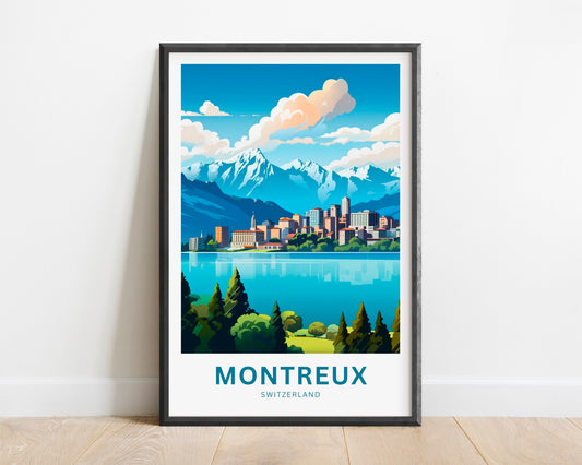 Montreux Travel Print - Montreux poster, Switzerland Wall Art, Framed present, Gift Switzerland Present - TravelTreasureCo