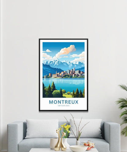 Montreux Travel Print - Montreux poster, Switzerland Wall Art, Framed present, Gift Switzerland Present - TravelTreasureCo