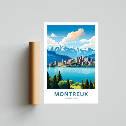 Montreux Travel Print - Montreux poster, Switzerland Wall Art, Framed present, Gift Switzerland Present - TravelTreasureCo