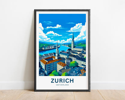 Zurich Travel Print - Zurich poster, Switzerland Wall Art, Framed present, Gift Switzerland Present - TravelTreasureCo