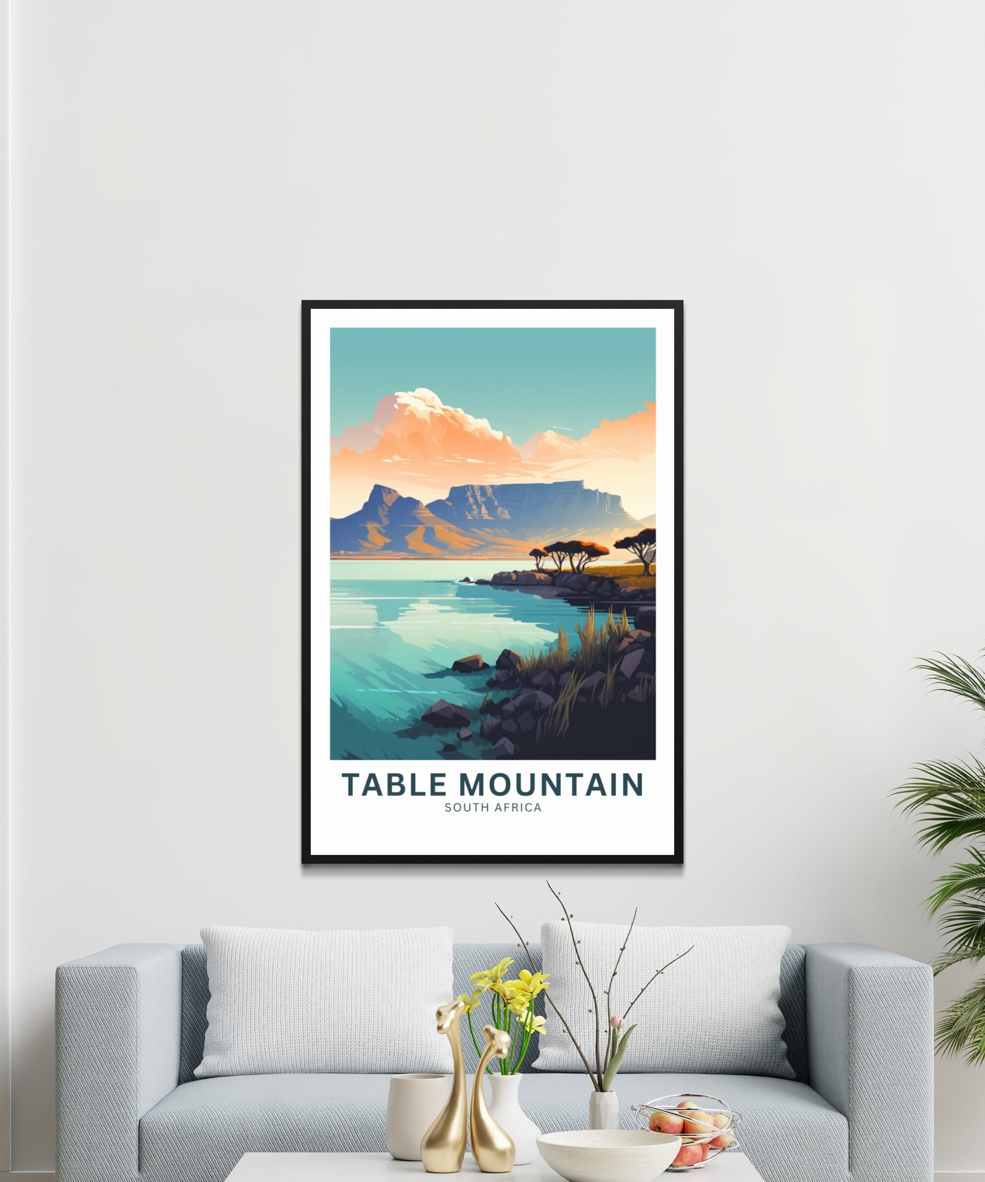 Table Mountain Print - Table Mountain poster, South Africa Wall Art, Framed present, Gift South Africa Present - TravelTreasureCo