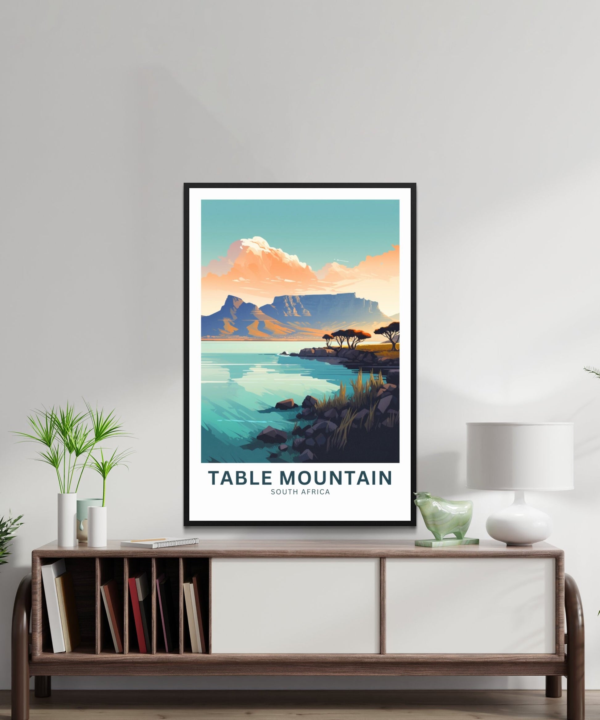 Table Mountain Print - Table Mountain poster, South Africa Wall Art, Framed present, Gift South Africa Present - TravelTreasureCo