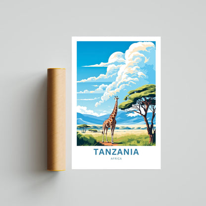 Tanzania Travel Print - Tanzania poster, Ngorongoro Wall Art, Framed present, Gift Africa Present - TravelTreasureCo