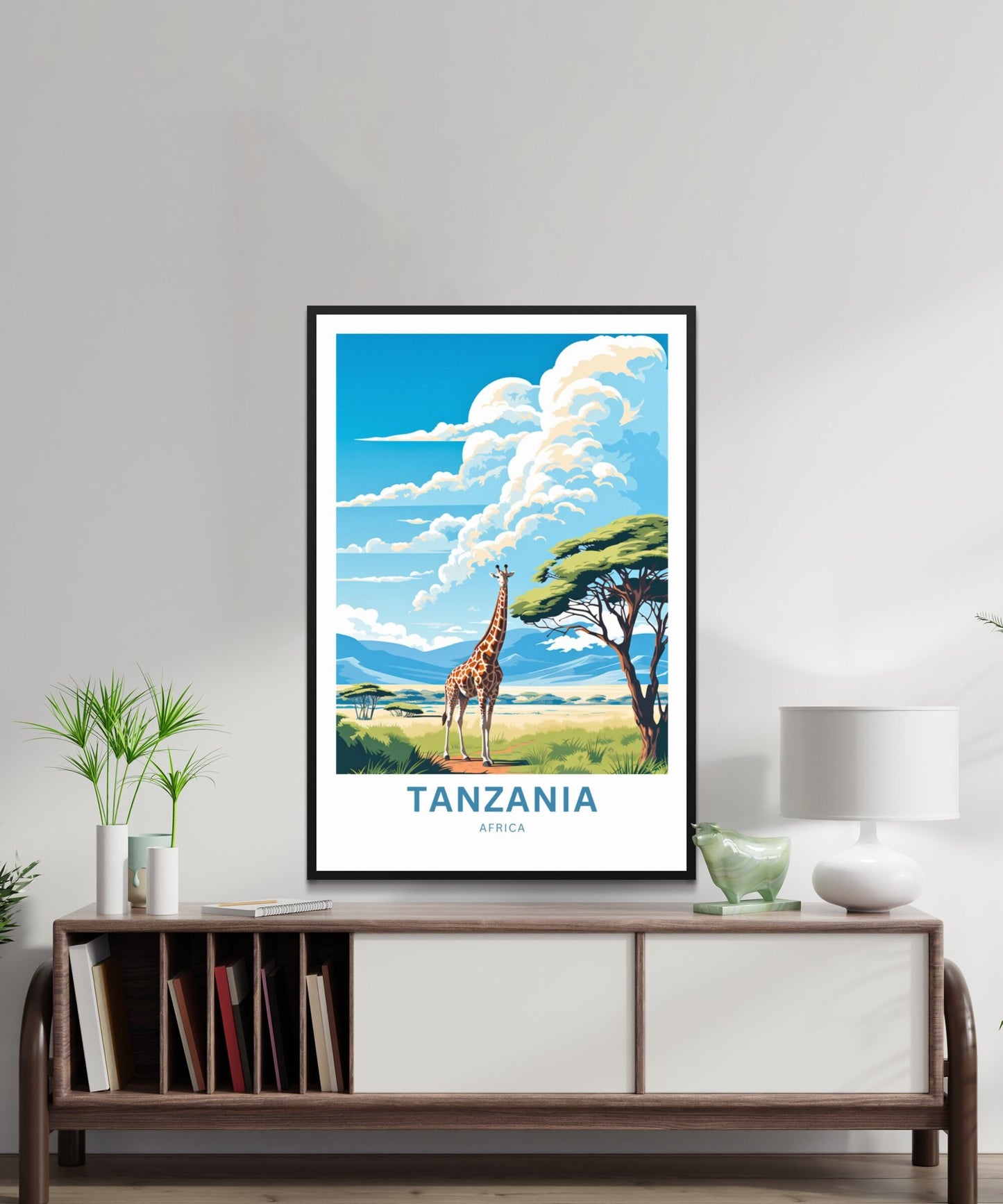 Tanzania Travel Print - Tanzania poster, Ngorongoro Wall Art, Framed present, Gift Africa Present - TravelTreasureCo