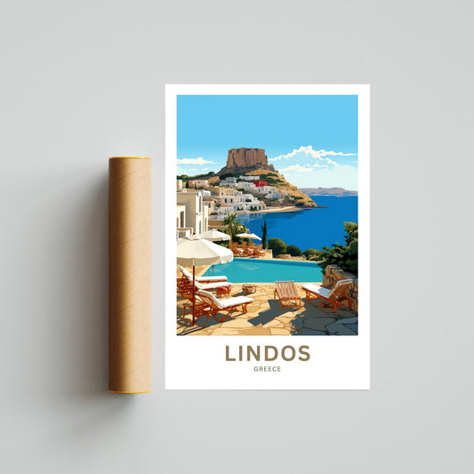 Lindos Travel Poster