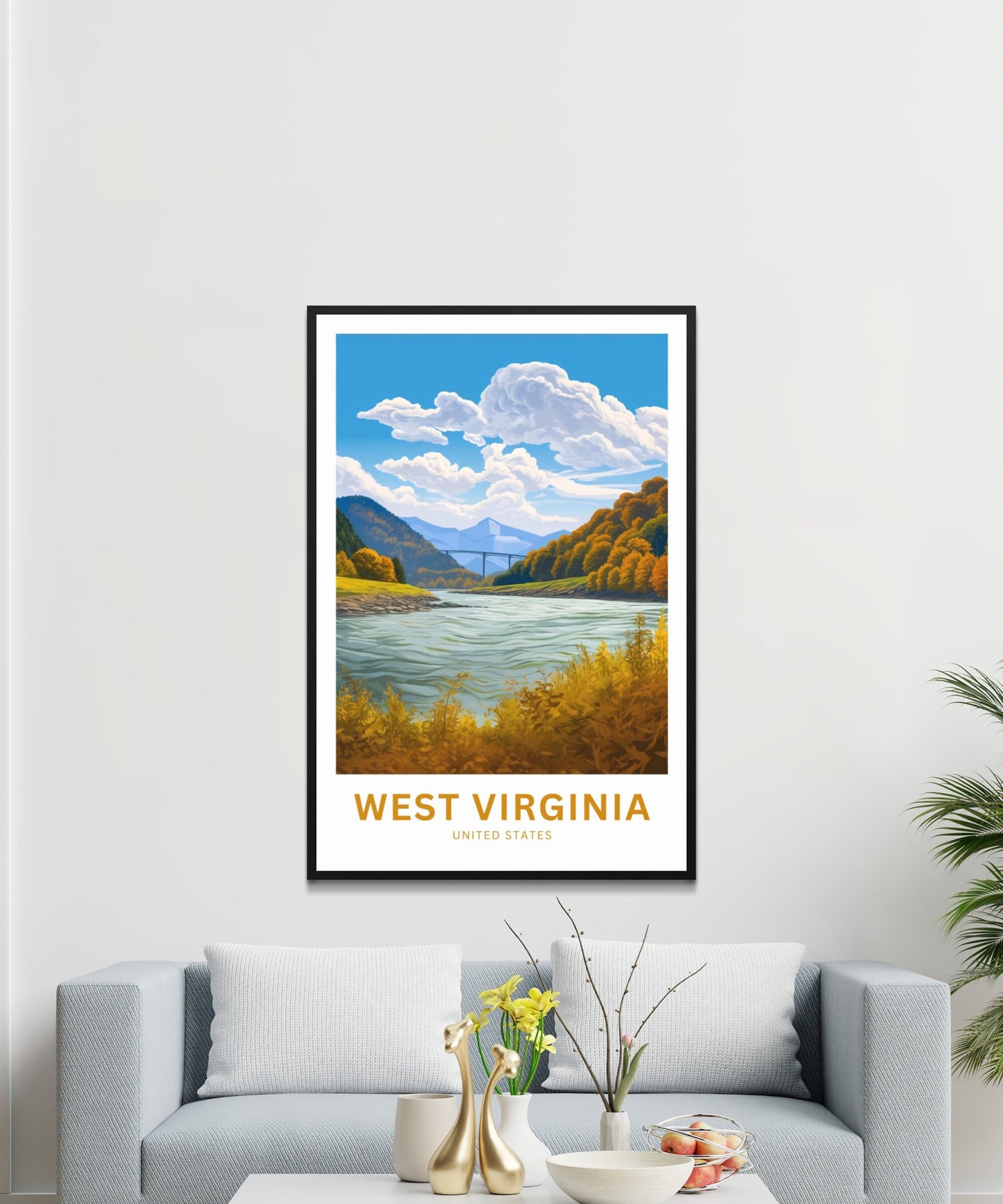 West Virginia Travel Print - West Virginia poster, United States Wall Art, Framed present, Gift United States Present - TravelTreasureCo