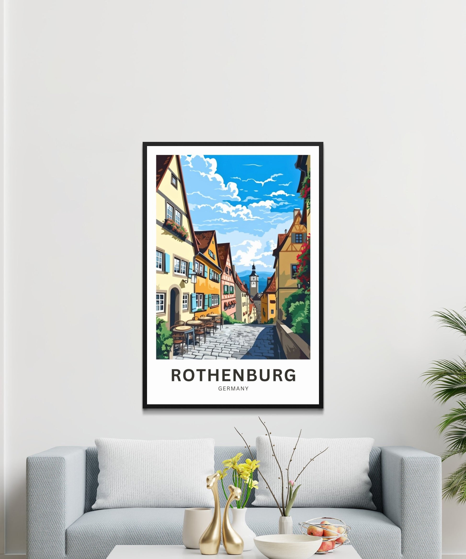 Rothenburg Travel Print - Rothenburg poster, Germany Wall Art, Framed present, Gift Germany Present - TravelTreasureCo