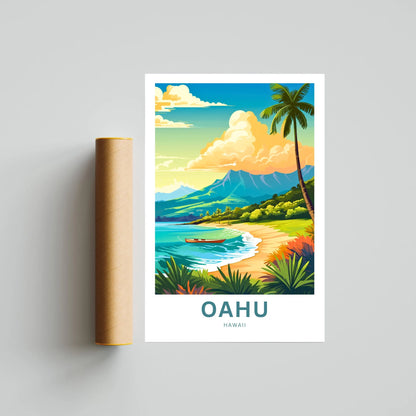 Oahu Travel Poster