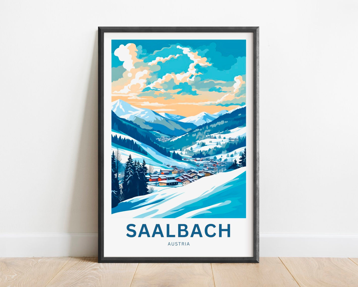 Saalbach Travel Print - Saalbach poster, Austria Wall Art, Framed present, Gift Austria Present - TravelTreasureCo