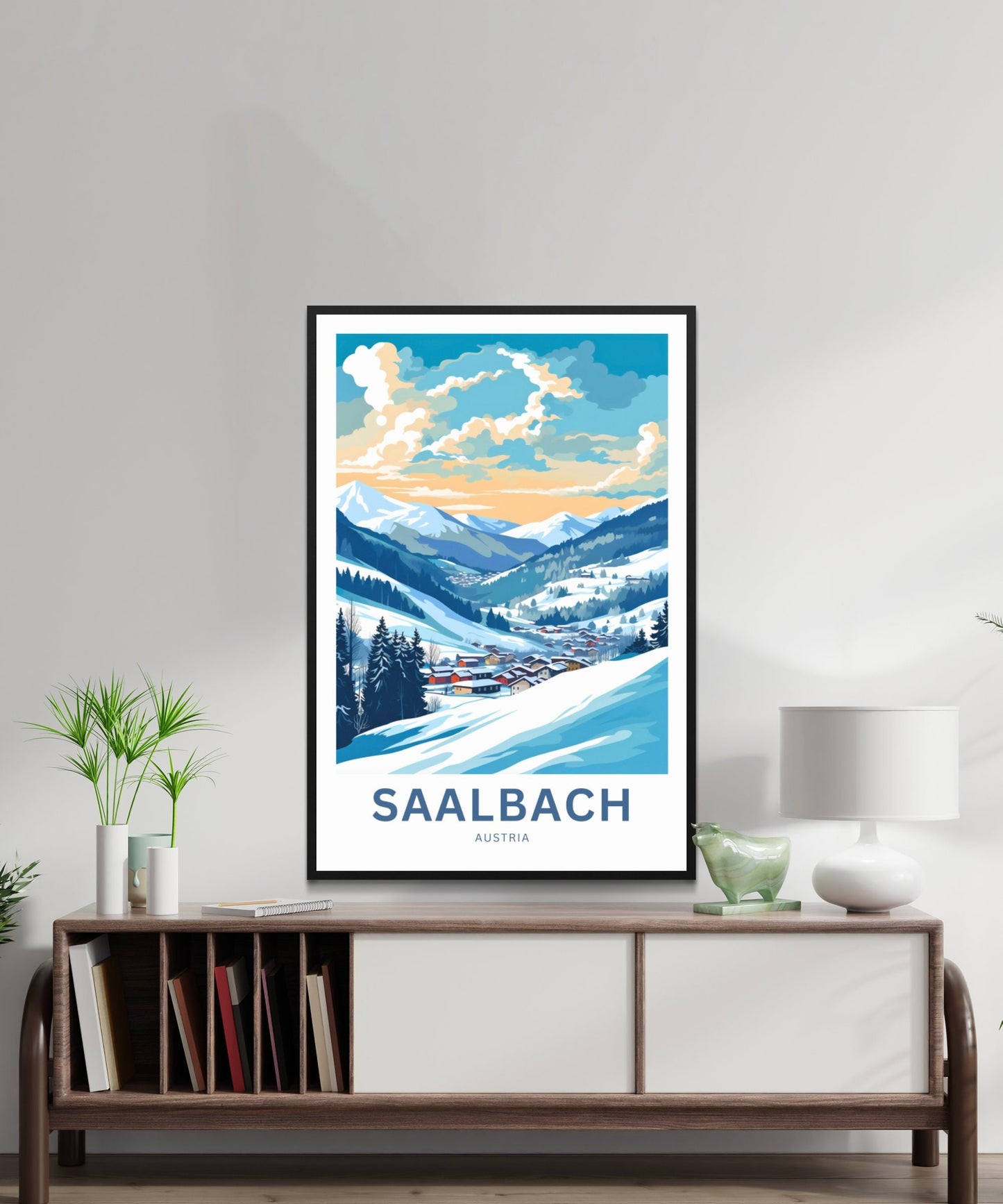 Saalbach Travel Print - Saalbach poster, Austria Wall Art, Framed present, Gift Austria Present - TravelTreasureCo