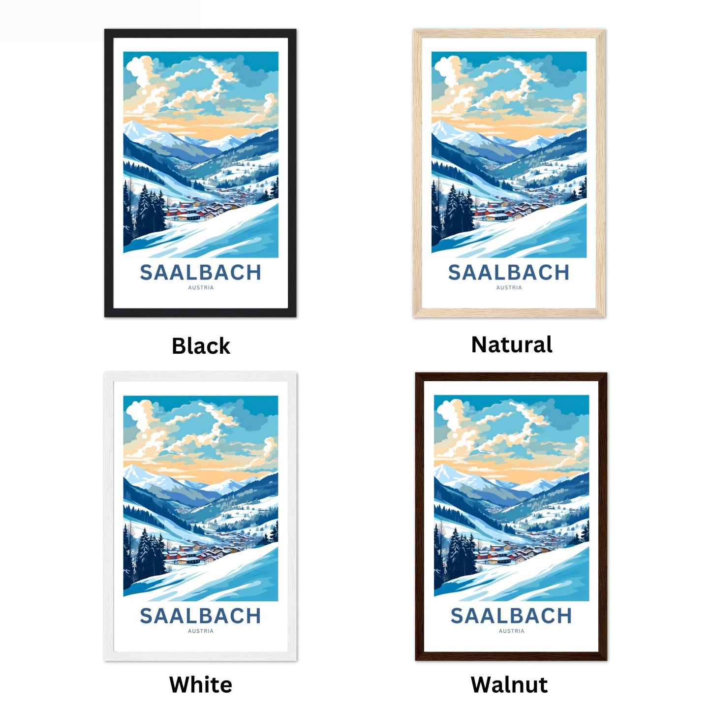 Saalbach Travel Print - Saalbach poster, Austria Wall Art, Framed present, Gift Austria Present - TravelTreasureCo