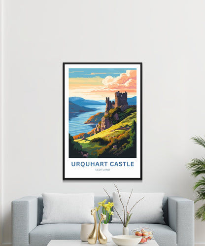 Urquhart Castle Travel Print - Urquhart Castle poster, Scotland Wall Art, Framed present, Gift Scotland Present - TravelTreasureCo