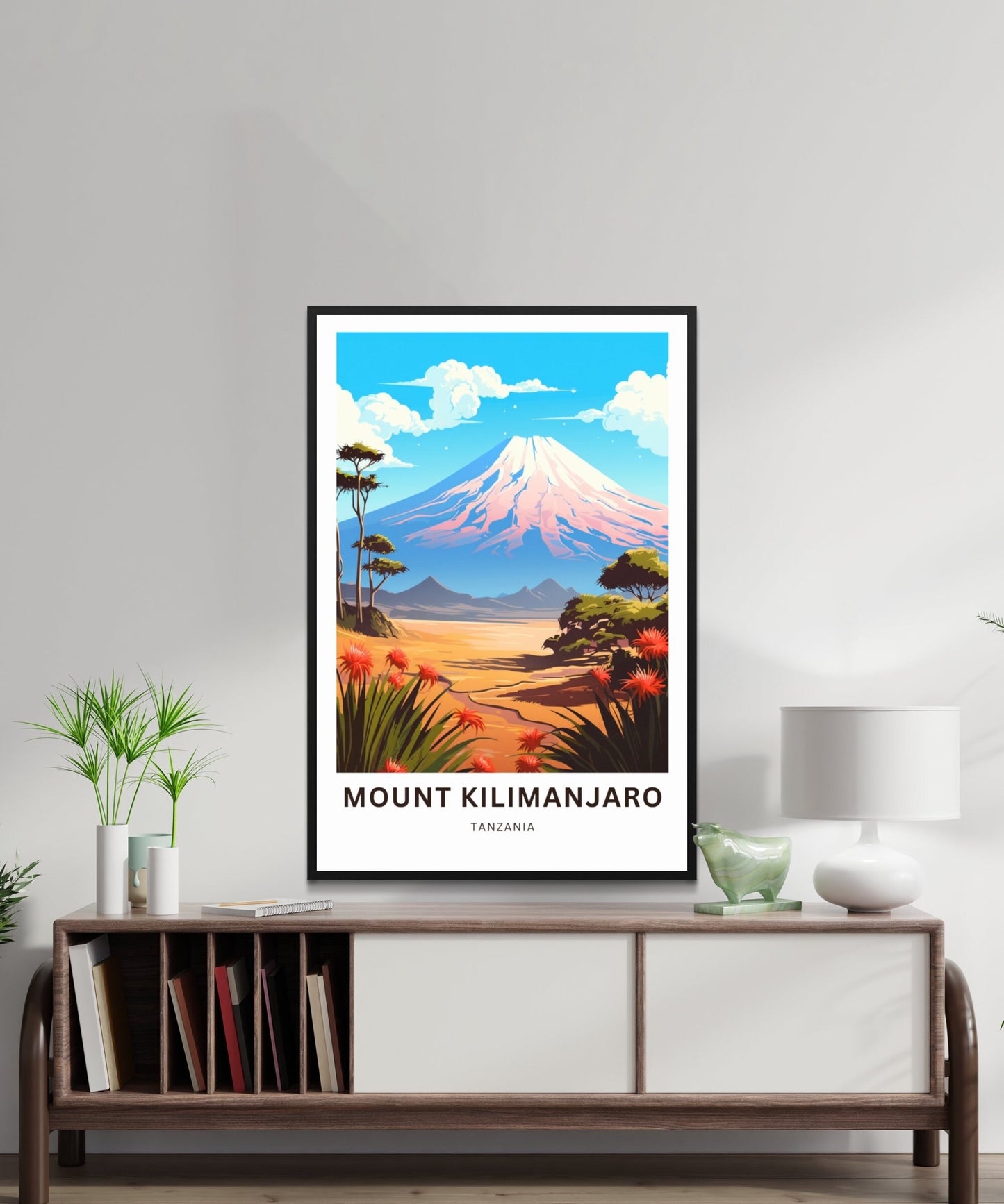 Mount Kilimanjaro Print - Mount Kilimanjaro poster, Tanzania Wall Art, Framed present, Gift Africa Present - TravelTreasureCo