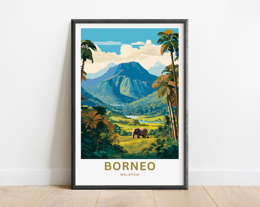 Borneo Travel Print -Borneo poster, Malaysia Wall Art, Framed present, Gift Malaysia Present - TravelTreasureCo