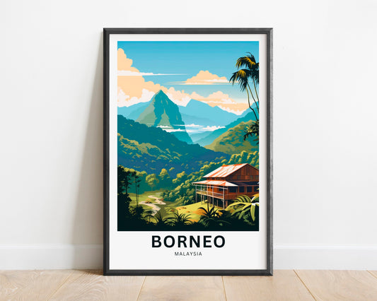 Borneo Travel Print -Borneo poster, Malaysia Wall Art, Framed present, Gift Malaysia Present - TravelTreasureCo