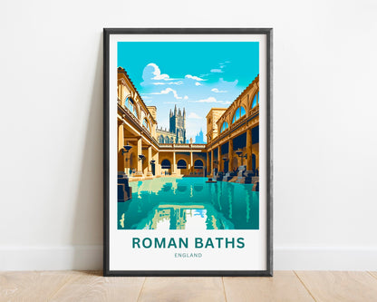 Roman Baths Travel Print - Roman Baths poster, England Wall Art, Framed present, Gift England Present - TravelTreasureCo