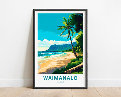 Waimanalo Beach Travel Print - Waimanalo Beach poster, Hawaii Wall Art, Framed present, Gift Hawaii Present - TravelTreasureCo