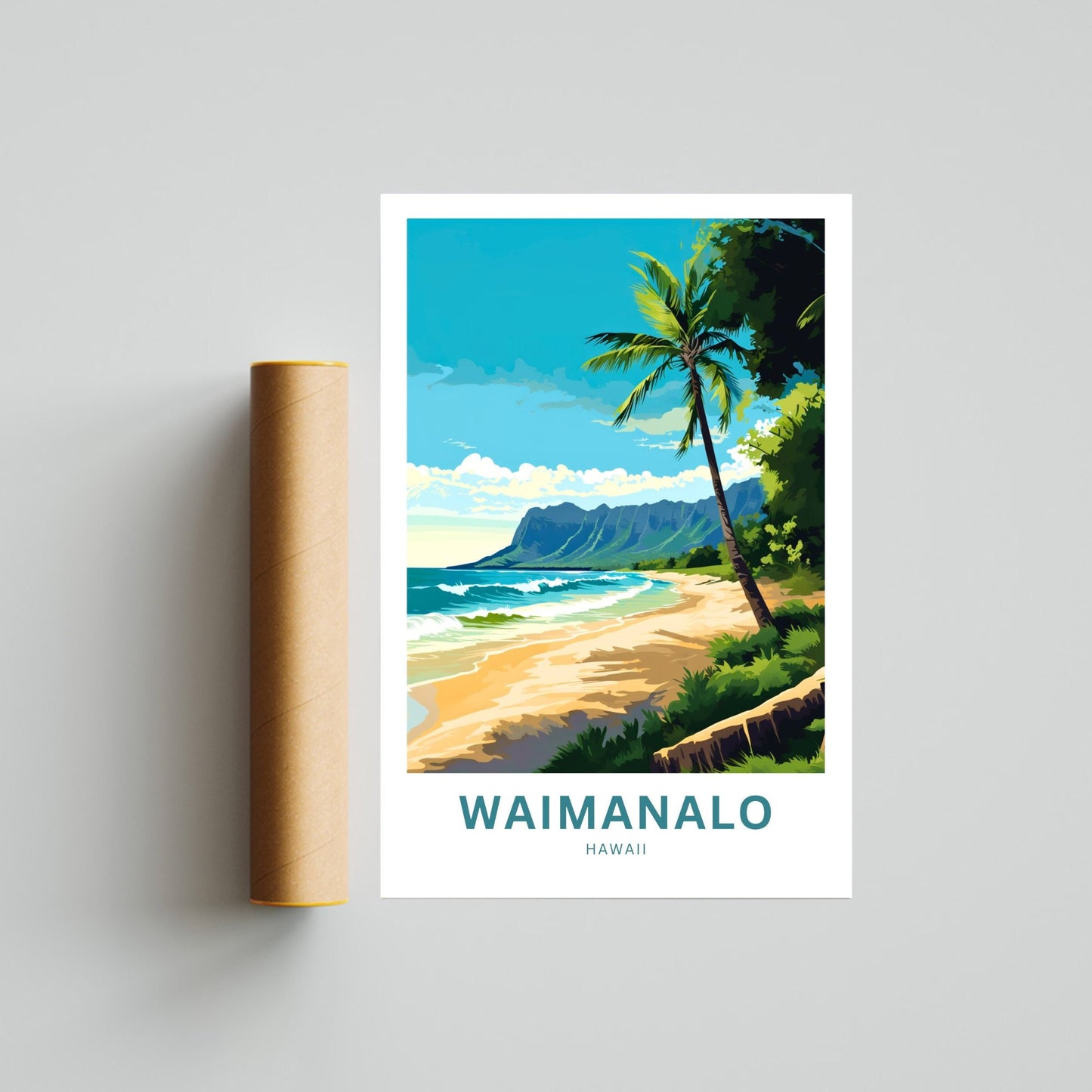 Waimanalo Beach Travel Print - Waimanalo Beach poster, Hawaii Wall Art, Framed present, Gift Hawaii Present - TravelTreasureCo