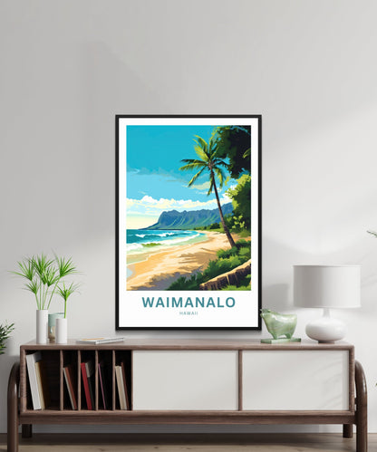 Waimanalo Beach Travel Print - Waimanalo Beach poster, Hawaii Wall Art, Framed present, Gift Hawaii Present - TravelTreasureCo