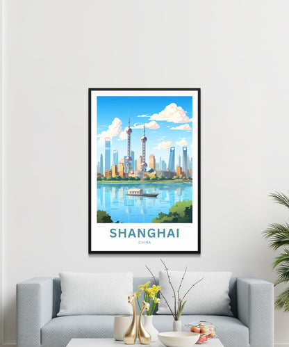 Shanghai Travel Print - Shanghai poster, China Wall Art, Framed present, Gift China Present - TravelTreasureCo