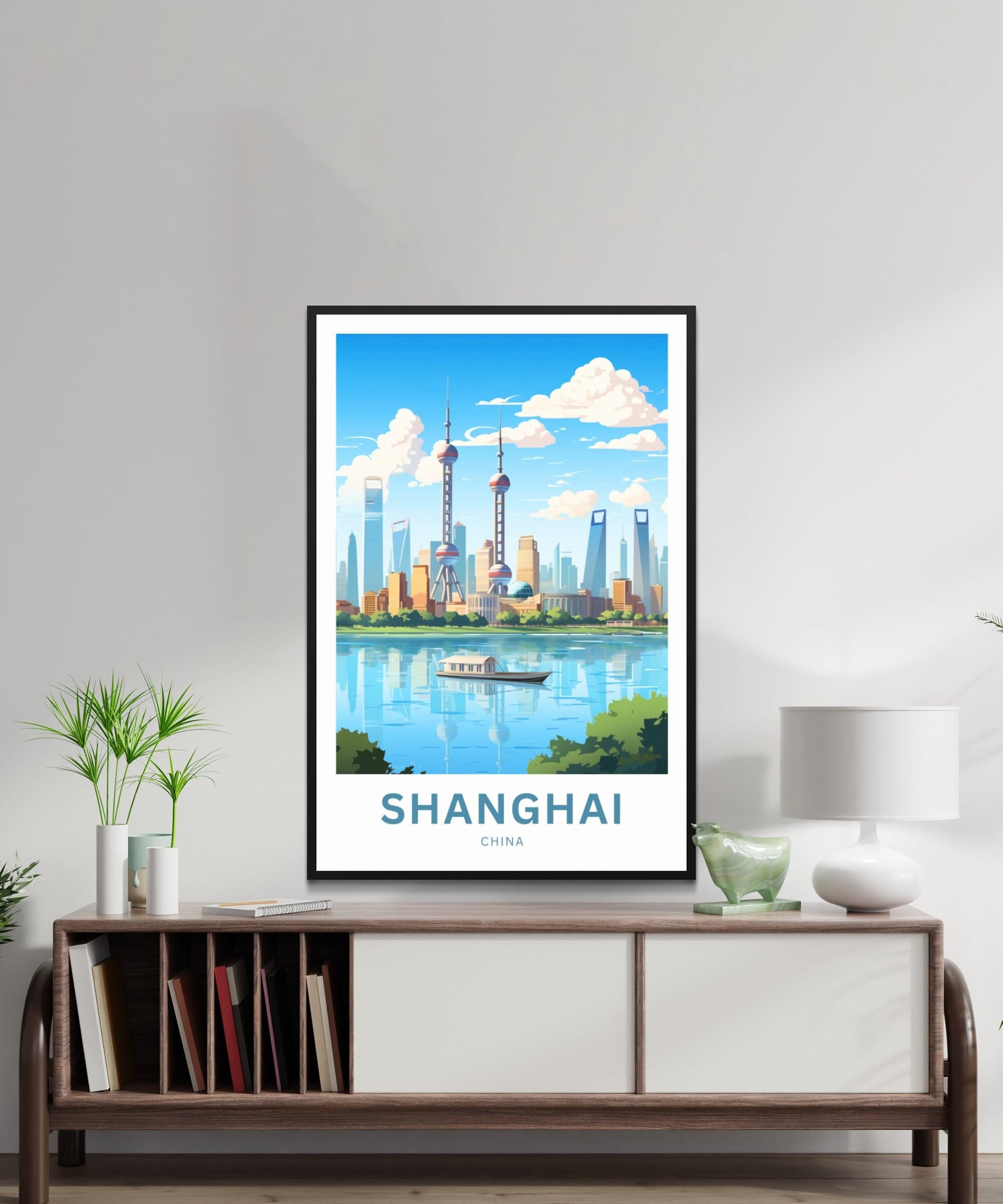 Shanghai Travel Print - Shanghai poster, China Wall Art, Framed present, Gift China Present - TravelTreasureCo