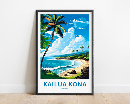 Kailua-Kona Travel Print - Kailua-Kona poster, Hawaii Wall Art, Framed present, Gift Hawaii Present - TravelTreasureCo