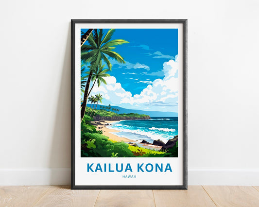 Kailua-Kona Travel Print - Kailua-Kona poster, Hawaii Wall Art, Framed present, Gift Hawaii Present - TravelTreasureCo