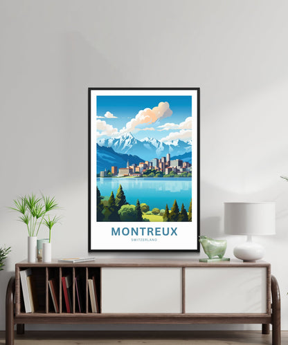 Montreux Travel Print - Montreux poster, Switzerland Wall Art, Framed present, Gift Switzerland Present - TravelTreasureCo