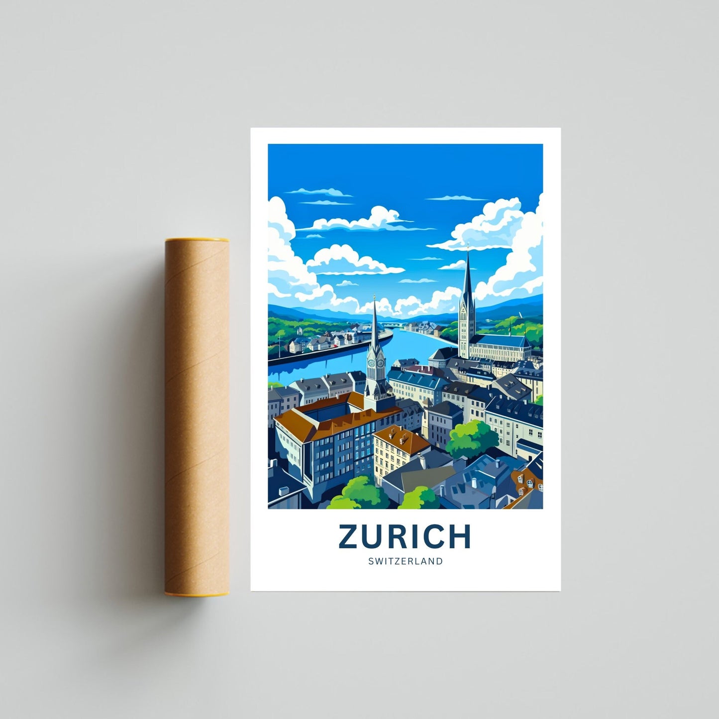 Zurich Travel Print - Zurich poster, Switzerland Wall Art, Framed present, Gift Switzerland Present - TravelTreasureCo