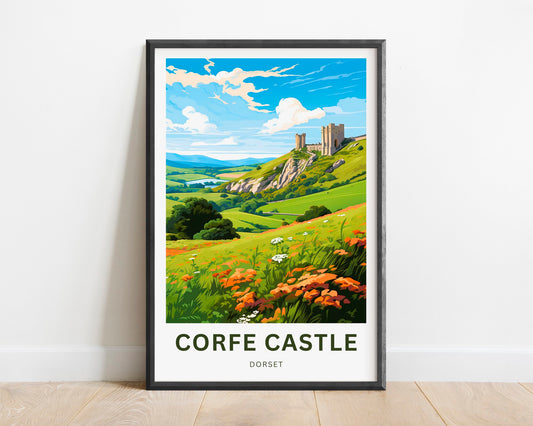 Corfe Castle Travel Poster