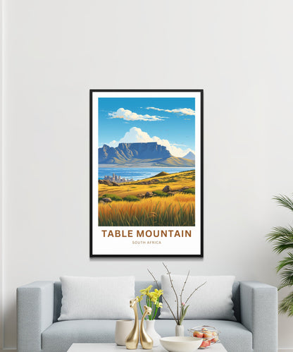 Table Mountain Print - Table Mountain poster, South Africa Wall Art, Framed present, Gift South Africa Present - TravelTreasureCo