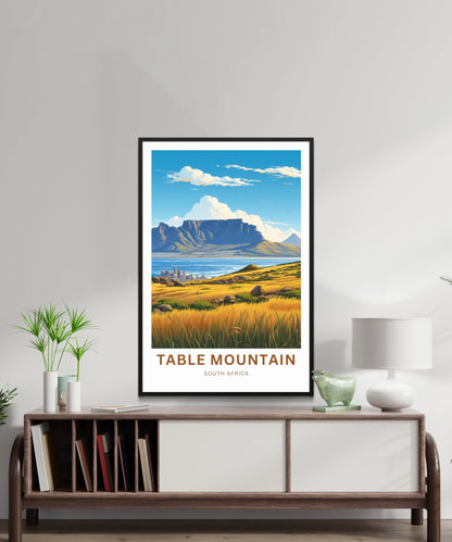 Table Mountain Print - Table Mountain poster, South Africa Wall Art, Framed present, Gift South Africa Present - TravelTreasureCo