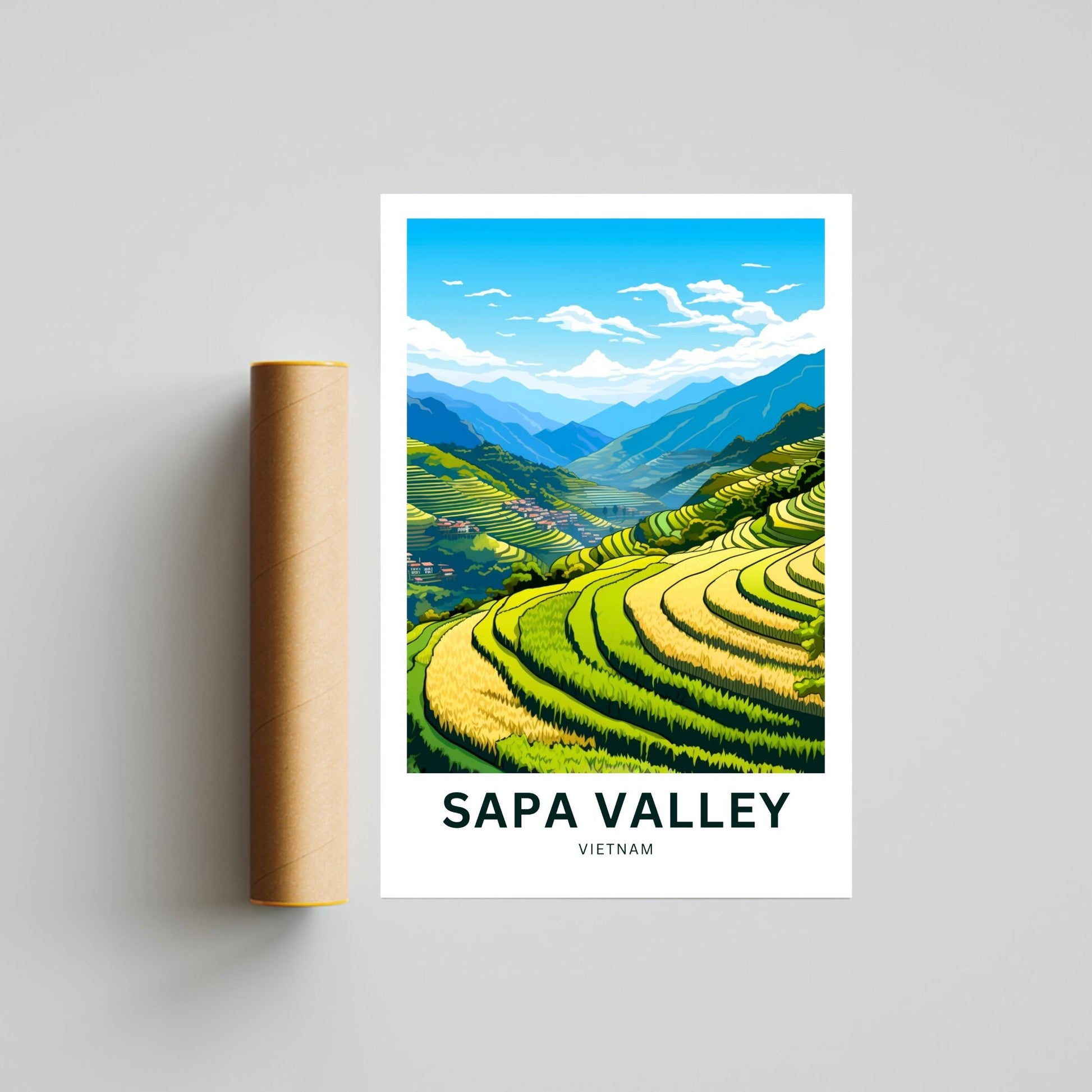 Sapa Valley Travel Print - Sapa Valley poster, Vietnam Wall Art, Framed present, Gift Vietnam Present - TravelTreasureCo