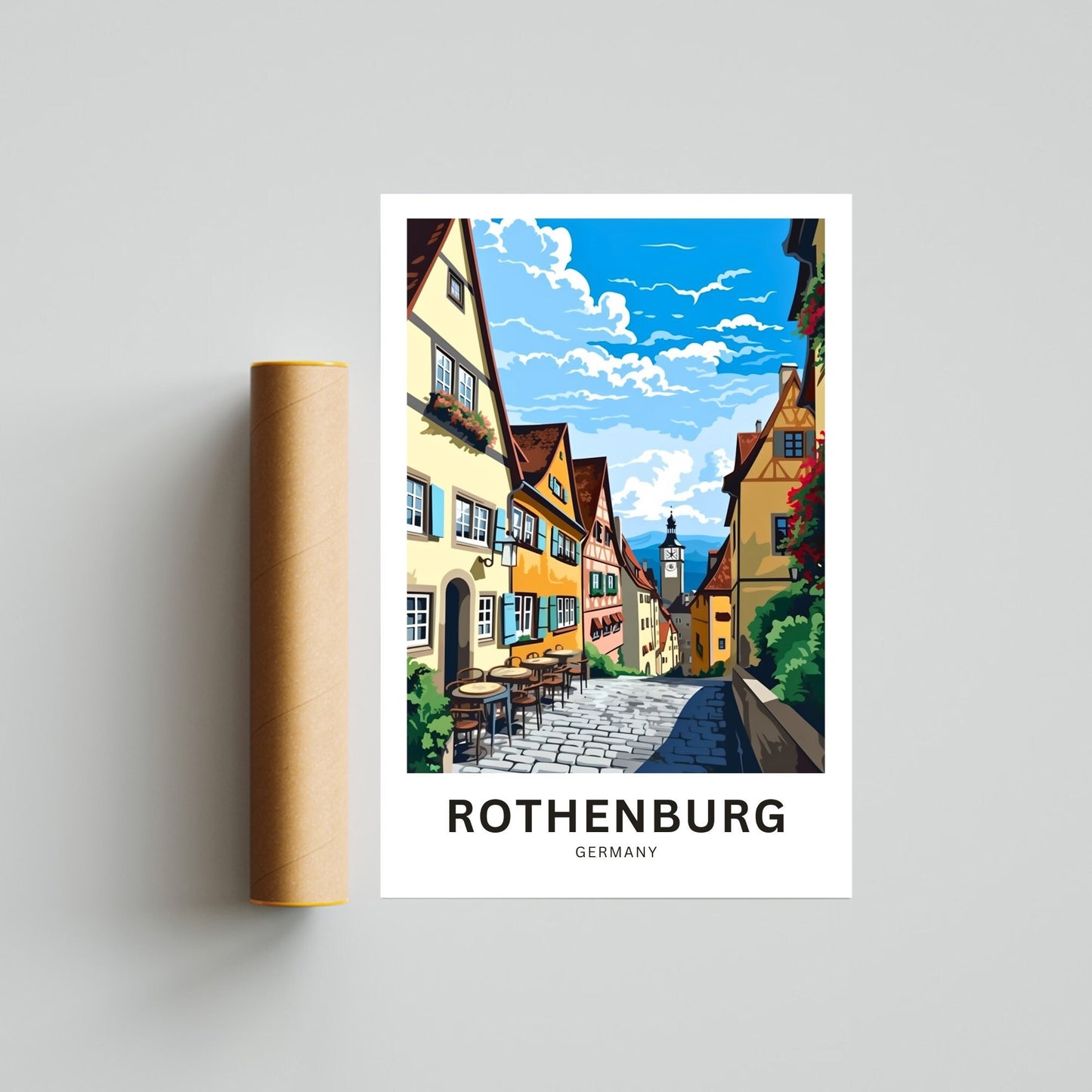 Rothenburg Travel Print - Rothenburg poster, Germany Wall Art, Framed present, Gift Germany Present - TravelTreasureCo