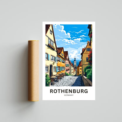 Rothenburg Travel Print - Rothenburg poster, Germany Wall Art, Framed present, Gift Germany Present - TravelTreasureCo