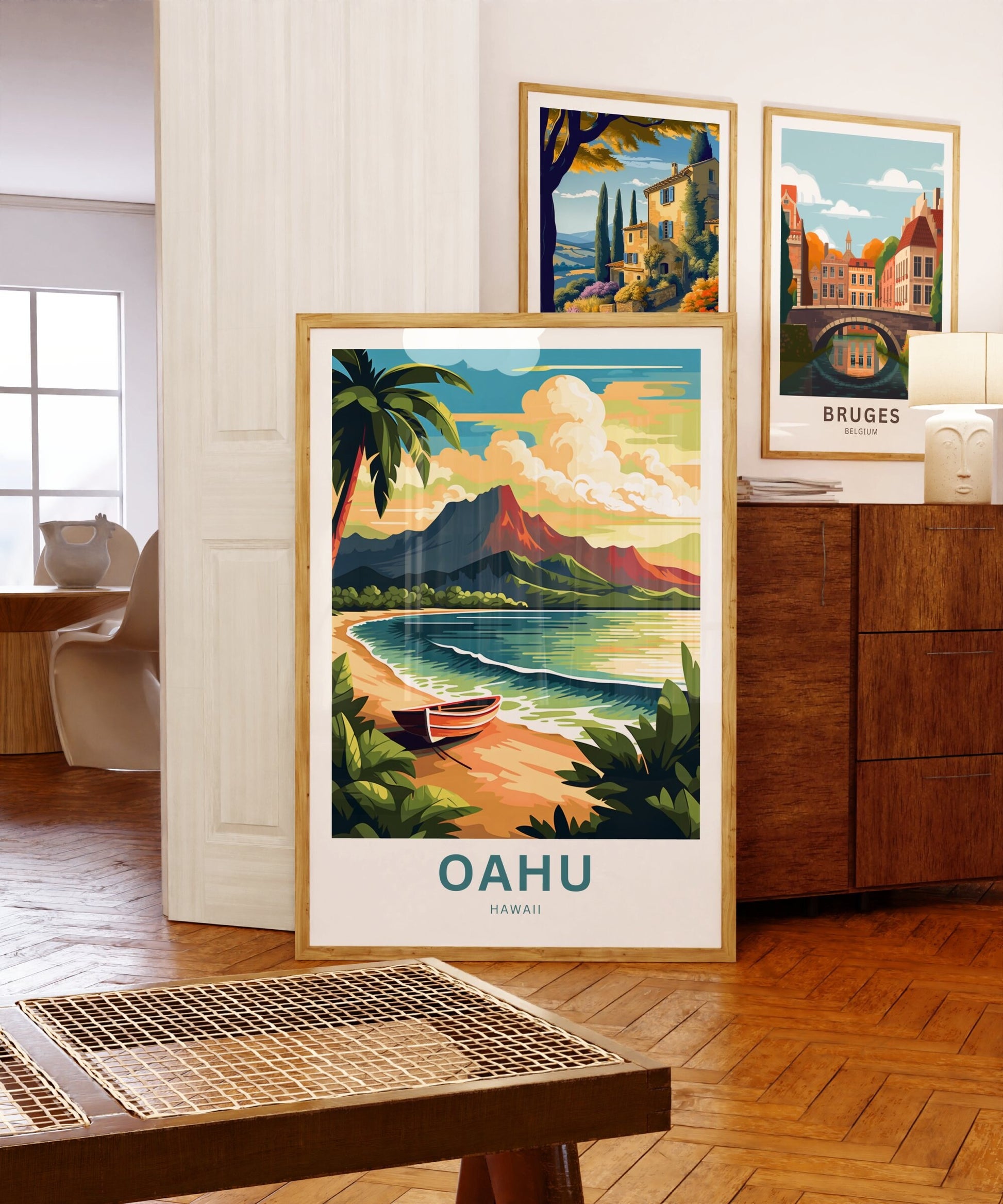 Oahu Travel Print - Oahu poster, Hawaii Wall Art, Framed present, Gift Hawaii Present - TravelTreasureCo