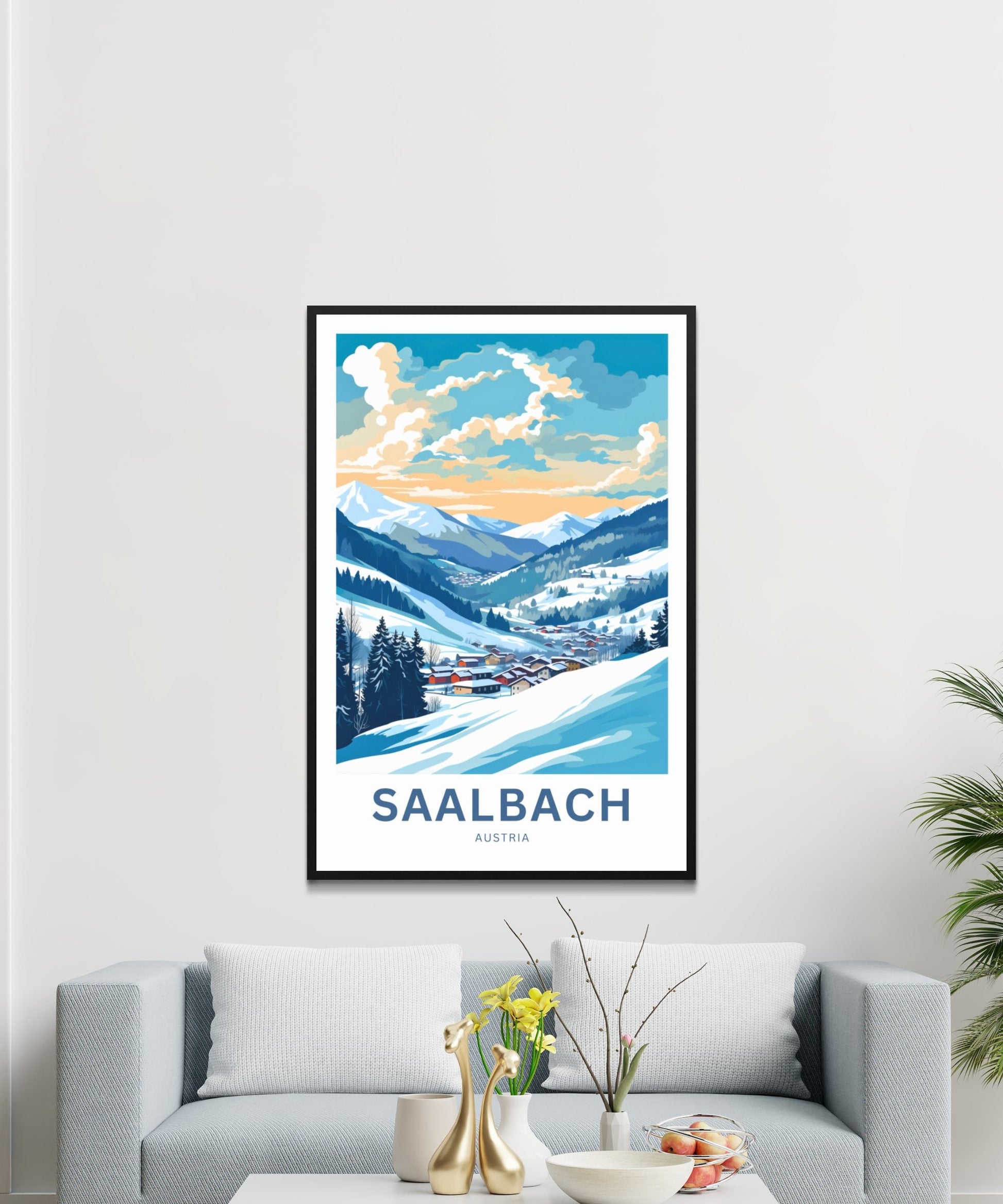 Saalbach Travel Print - Saalbach poster, Austria Wall Art, Framed present, Gift Austria Present - TravelTreasureCo