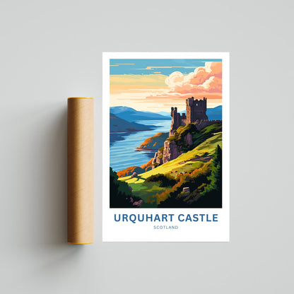 Urquhart Castle Travel Print - Urquhart Castle poster, Scotland Wall Art, Framed present, Gift Scotland Present - TravelTreasureCo