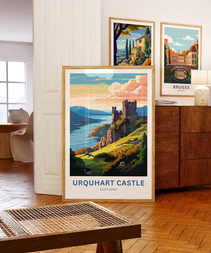 Urquhart Castle Travel Print - Urquhart Castle poster, Scotland Wall Art, Framed present, Gift Scotland Present - TravelTreasureCo