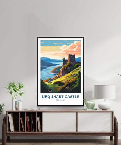 Urquhart Castle Travel Print - Urquhart Castle poster, Scotland Wall Art, Framed present, Gift Scotland Present - TravelTreasureCo