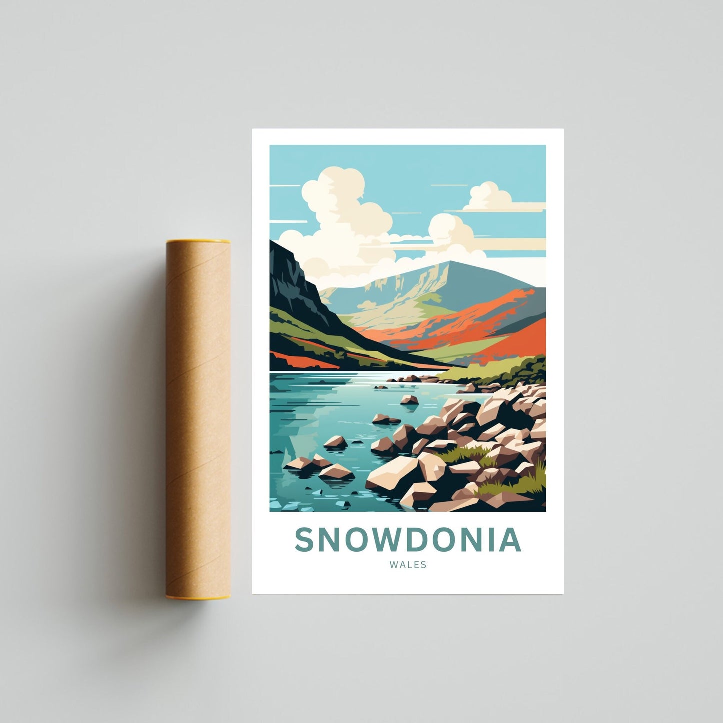 Snowdonia Travel Print - Snowdonia poster, United Kingdom Wall Art, Framed present, Gift United Kingdom Present - TravelTreasureCo