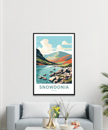 Snowdonia Travel Print - Snowdonia poster, United Kingdom Wall Art, Framed present, Gift United Kingdom Present - TravelTreasureCo